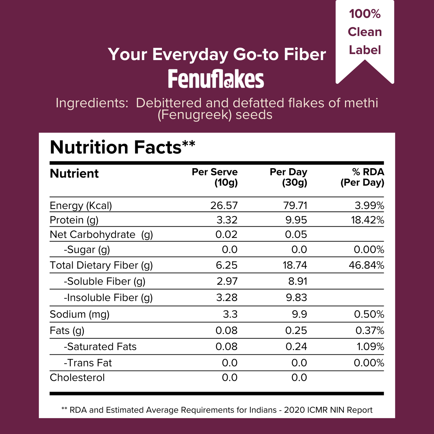 Fenuflakes - Protein and Fiber rich food (1kg)